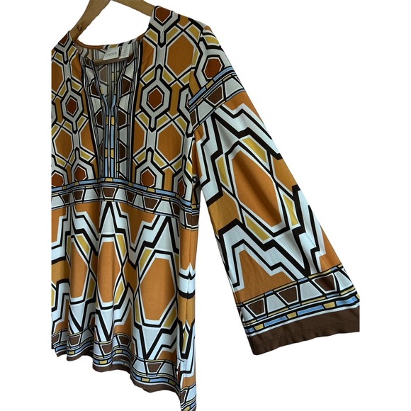 Chicos Women’s Size Small African 70s V Neck Inspired Tunic Blouse Top - Picture 5 of 8
